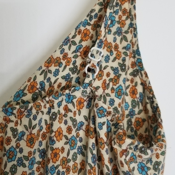 Floral dress unbranded sleeveless floral Medium EUC blue orange flowers - Picture 5 of 9